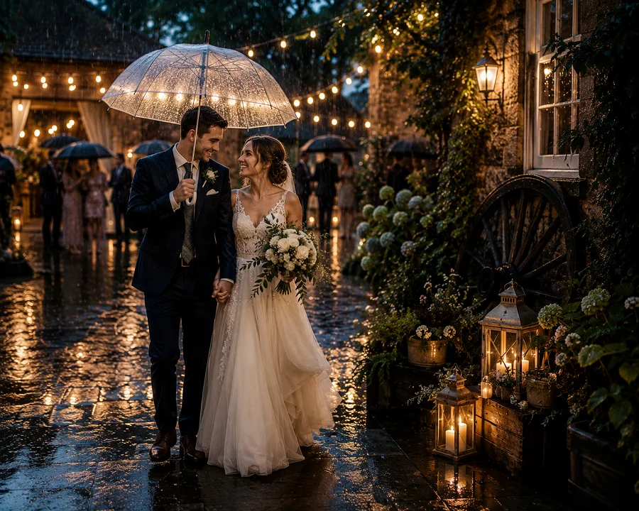 rainy day wedding